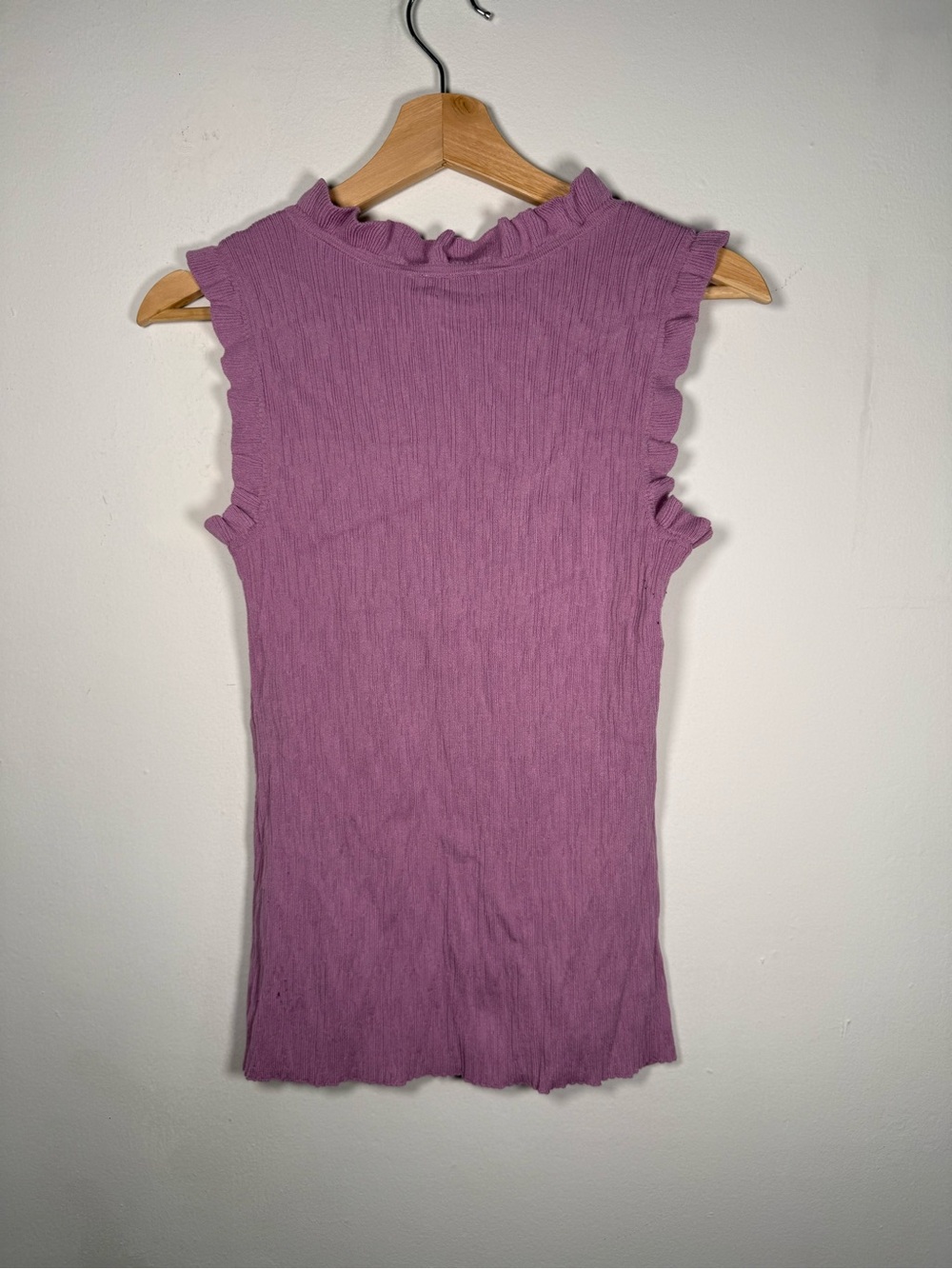 Ann Taylor Sleeveless Ruffle Mock Neck Tank - Lavender